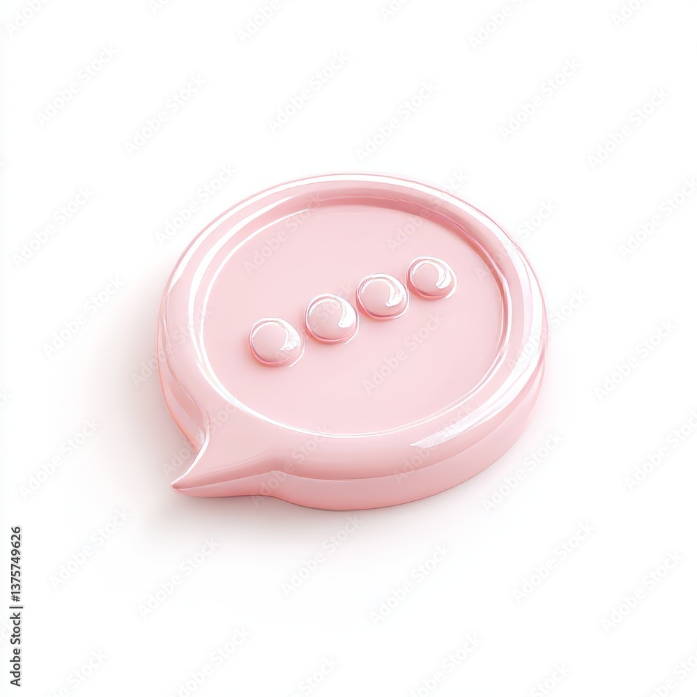 Poster a modern design pop-up message in the form of a 3d pink speech cloud, displayed on a white backgroun