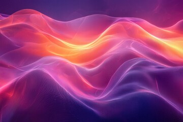 Fototapeta premium Abstract digital waves in vibrant purple, orange, and pink gradient colors
