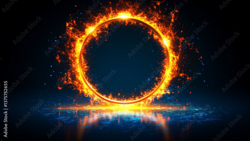 Poster a dark background with an abstract yellow lightning circle, forming a mysterious shape
