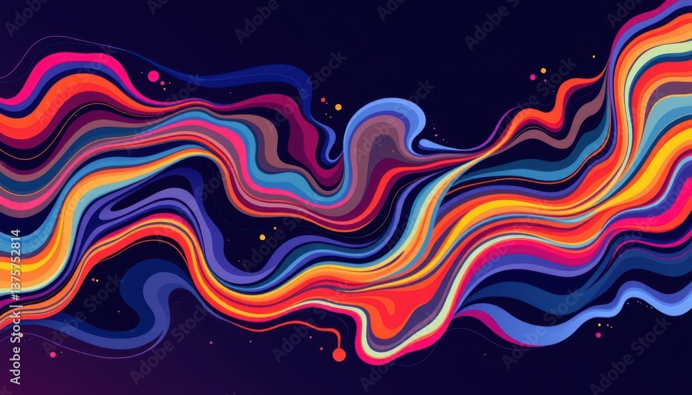 Poster fluid dynamics design a profile with fluid shapes and colors that seem to flow and blend into one an