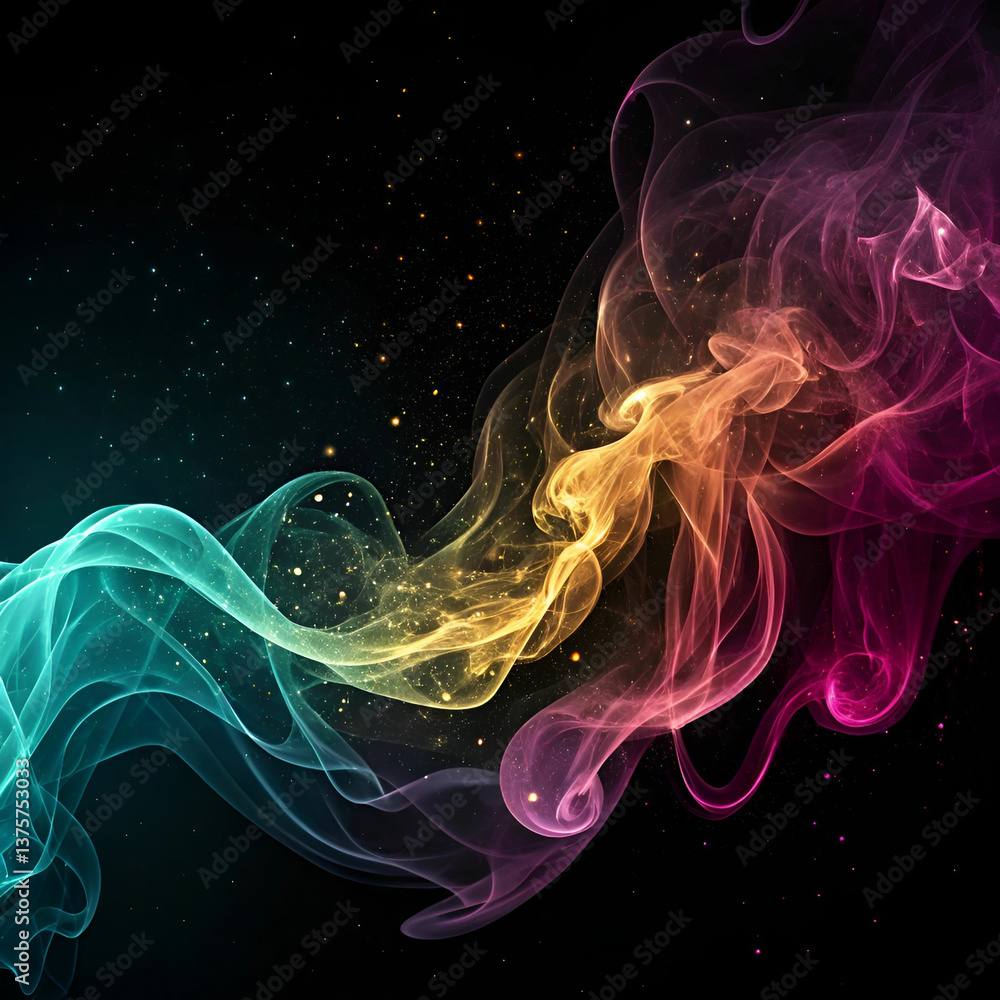 Aufkleber a dynamic background featuring swirling, semi-transparent shapes in vibrant hues, creating a sense o