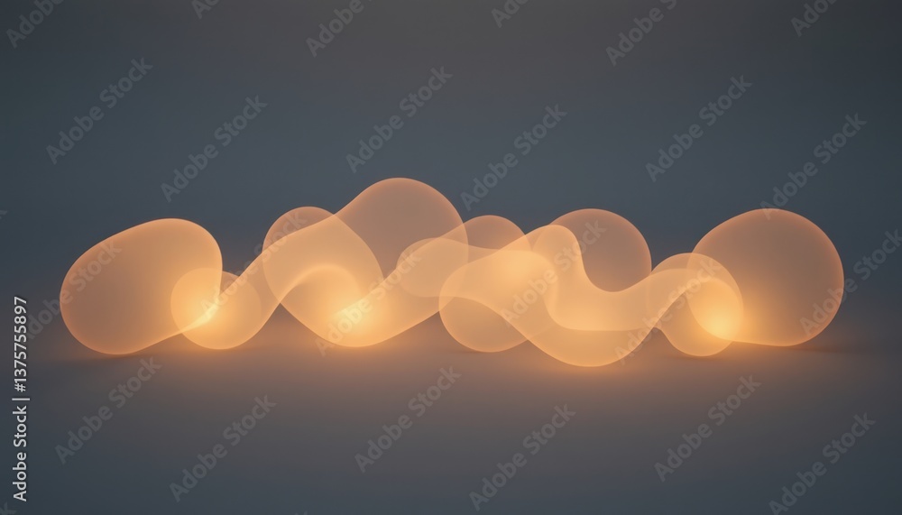 Poster soft illumination visualize a series of overlapping translucent forms softly glowing against a muted