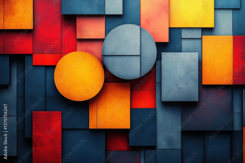 Aufkleber abstract geometric design with colorful shapes and textured background