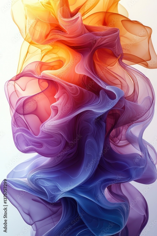 Poster colorful abstract flow resembling fluid shapes in dynamic motion