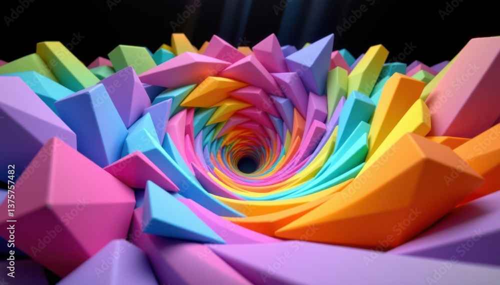 Aufkleber geometric vortex create a three dimensional vortex made up of geometric shapes that change color and
