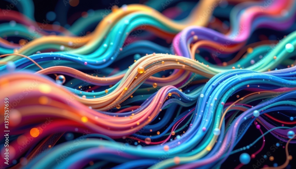 Aufkleber data stream visualization create an abstract representation of data streams, flowing in vibrant colo