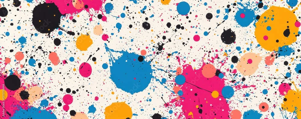 Poster abstract colorful paint splatter pattern with vibrant and artistic detail