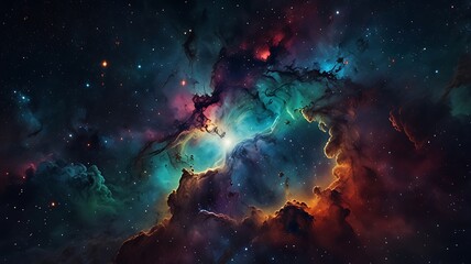 Abstract colorful nebula in outer space.