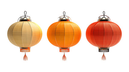 Fototapeta premium Pack of Chinese Lantern set Against Transparent Background for Decorative Branding, Botanical Promotion, or Design Projects