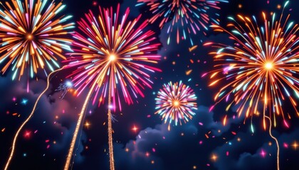 Fototapeta premium Abstract Fireworks Create an image that mimics the beauty of fireworks bursting in the sky, with trails of color and light.
