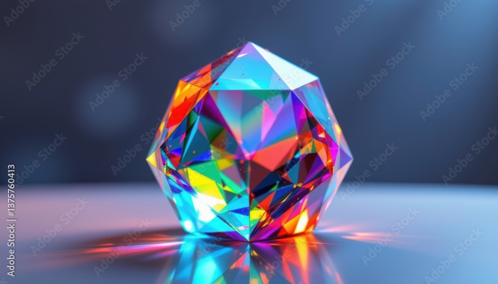 Poster abstract glass prism create an image that simulates the effect of light passing through a faceted gl