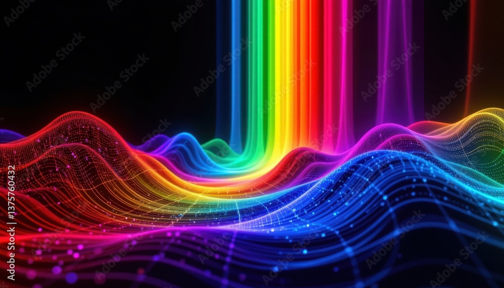 Poster spectrum waves visualize waves of color flowing across the canvas, each wave representing a differen