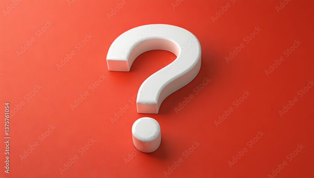Poster a 3d rendering of a question mark on a red backdrop, representing the fundamental nature of q&a and 