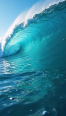 Fototapeta premium Ocean wave foam texture blue turquoise sea water, sea, ocean