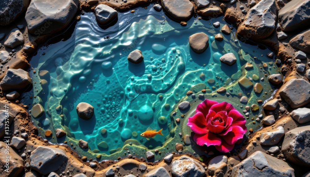 Aufkleber abstract tidal pool visualize an abstract tidal pool filled with strange shapes and colors, resembli