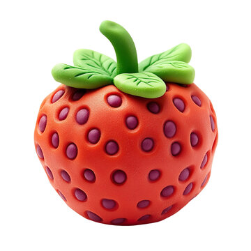 Front view of a play doh yumberry fruit made by a child isolated on a white transparent background