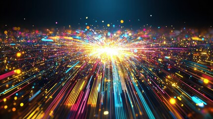 Fototapeta premium Vibrant Colorful Light Explosion Abstract Background