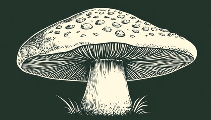 Graphic art of today with beautiful mushrooms, abstract shapes, and a modern aesthetic