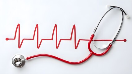 Stethoscope in ECG Shape. Symbol of Heart Health and Cardiology