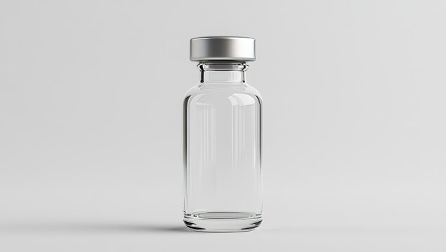 A white glass ampoule filled with liquid, displayed against a white background, illustrating healthcare and treatment