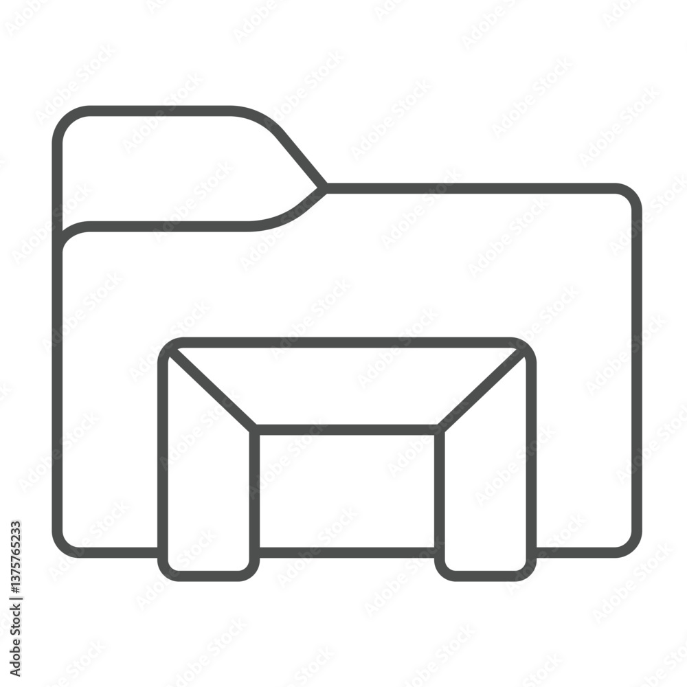 Poster explorer folder thin line icon, windows pack concept. vector graphics. folder with windows operating