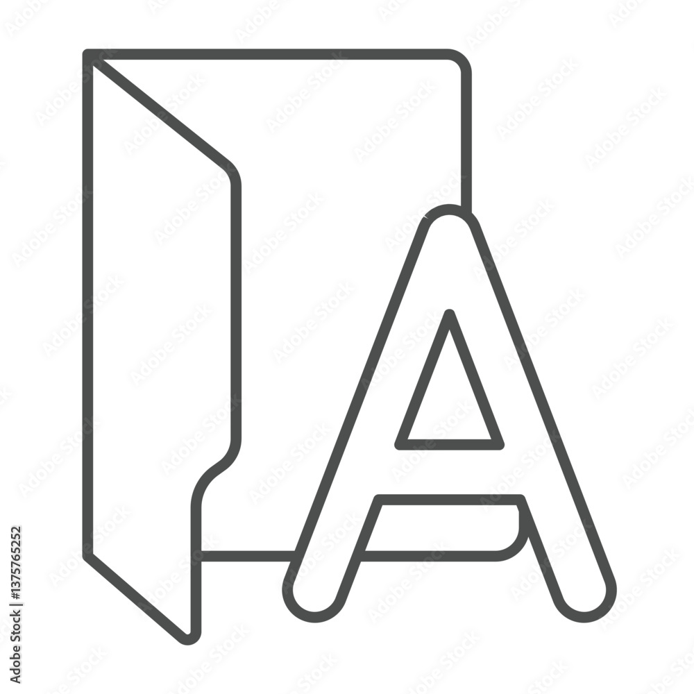 Poster font folder thin line icon, windows pack concept. vector graphics. folder with first alphabet letter