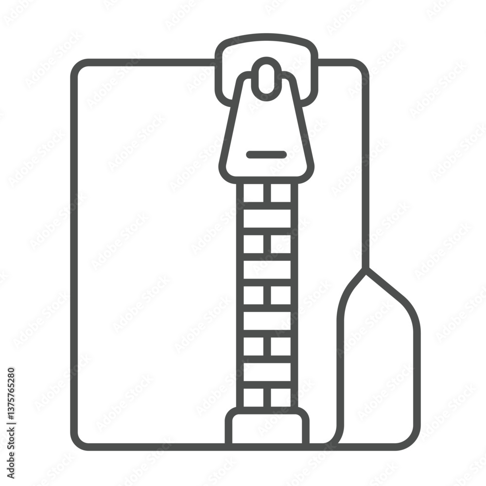 Poster archived files folder thin line icon, windows pack concept. vector graphics. folder with zipped file