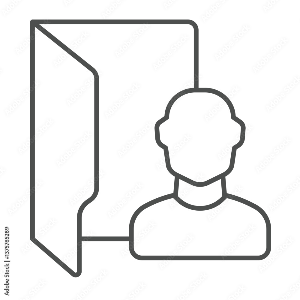 Poster user folder thin line icon, windows pack concept. vector graphics. folder and man avatar, personal d
