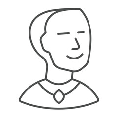 Earl man with medallion thin line icon, city museum concept. Vector graphics. Royal person face sign on white background, outline style icon for mobile or web design.