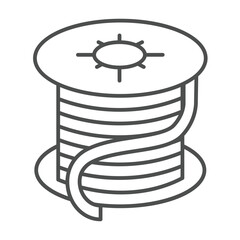 Coil copper of wire thin line icon, electrician service concept. Vector graphics. Round cable reel, repair sign on white background, outline style icon for mobile or web design.