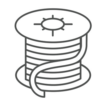 recommend clip art: Coil copper of wire thin line icon, electrician service concept. Vector graphics. Round cable reel, repair sign on white background, outline style icon for mobile or web design.