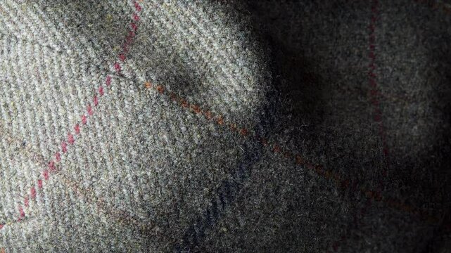 Tweed wool fabric material extreme close up stock footage