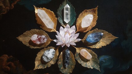 Chakra Crystals on Frame Leaves 7