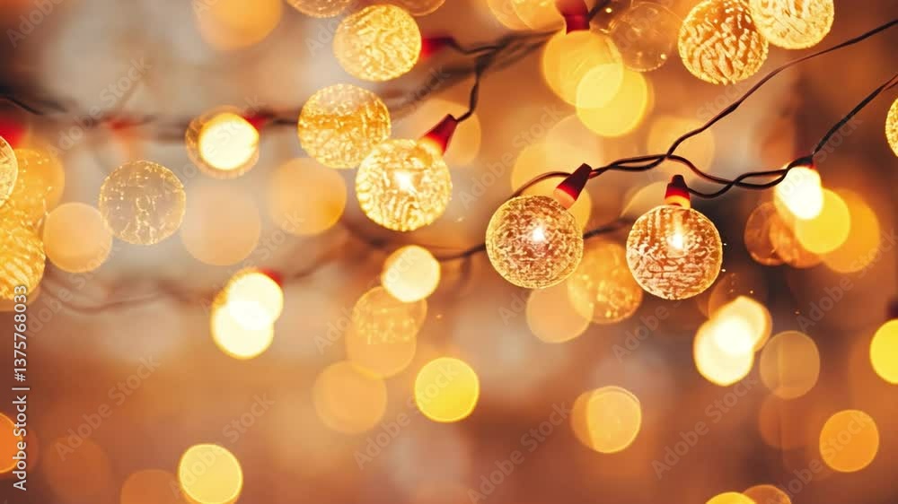 Aufkleber golden orb illumination: festive string lights create a magical ambiance. the soft focus highlights 