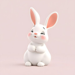 Fototapeta premium A creatively designed single cute rabbit illustration, featuring pliable forms and a soft contrast color background
