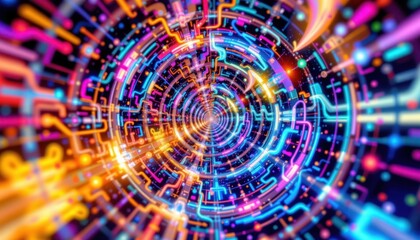 Obraz premium Kaleidoscopic Energy Flow Illustrate a scene of vibrant energy flowing through a kaleidoscope, with intricate patterns and colors morphing dynamically.