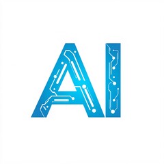 AI Circuitry: A stylized representation of "AI" letters, intricately designed with digital circuit patterns, illustrating the core of artificial intelligence and technological advancement.