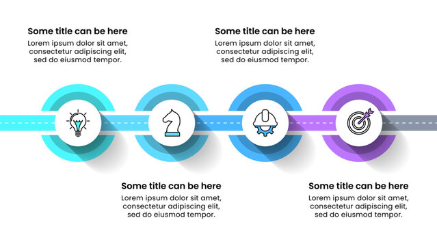Infographic template. Colorful road with 4 milestones