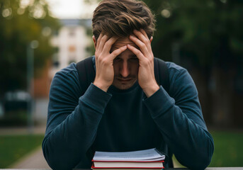 Stressed Student Looks at Smartphone with Disappointing Update