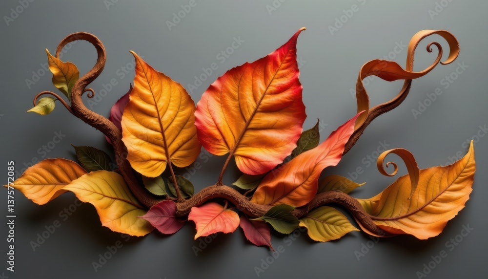 Poster surreal leaf sculptures illustrate leaves that take on surreal forms, twisting and turning into imag