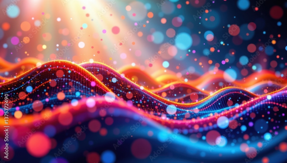 Poster abstract sound visualization imagine sound waves represented visually as vibrant spots and waves of 