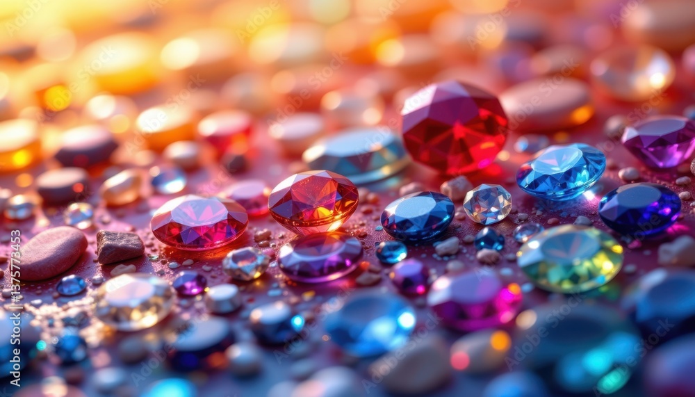 Poster radiant gemstone layers depict layers of gemstones that flow into one another, each reflecting light