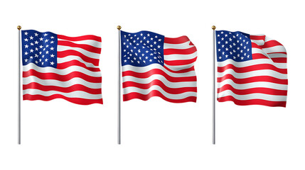 Pack of American Flag set Against Transparent Background for Patriotic Branding, National Promotion, or Event Design Projects