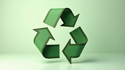 Obraz premium Bright Green Recycle Symbol Icon on a Clean Neutral Background with Ample Copy Space