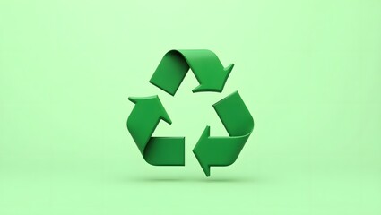 Obraz premium Bright Green Recycle Symbol Icon on a Clean Neutral Background with Ample Copy Space