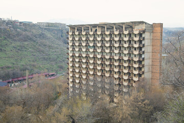 Old and abandoned building in outdoors.