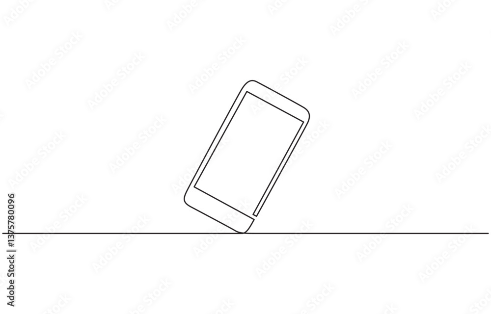 Poster one continuous line drawing of smartphone vector illustration, single continuous line art smartphone