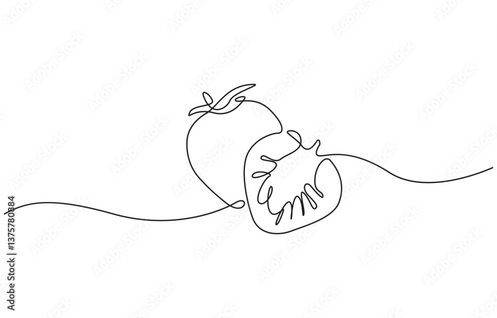 Poster vector illustration with continuous line drawing strawberries, strawberry in continuous line drawing