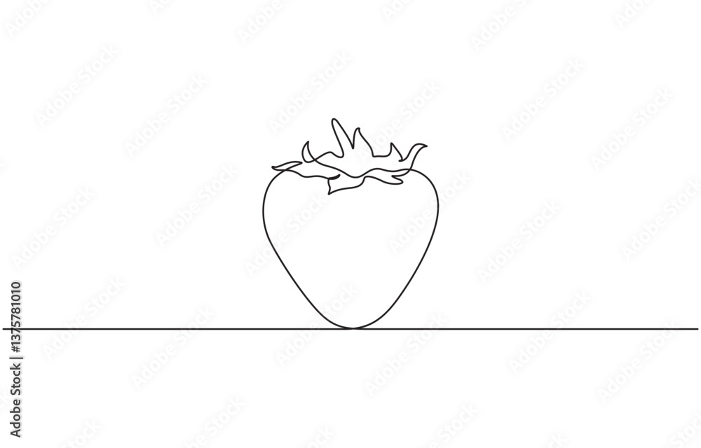 Poster vector illustration with continuous line drawing strawberries, strawberry in continuous line drawing