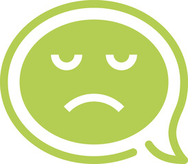sad face message flat line web icon concept